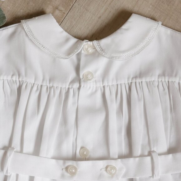 Vintage White Belted Creeper Romper Feltman Brothers Newborn Special Collar - Picture 4 of 5
